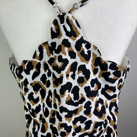 J. CREW Factory Y2K Cami Tank Top Size 6 Scalloped Neck Animal Print Racer Back - Picture 6 of 10